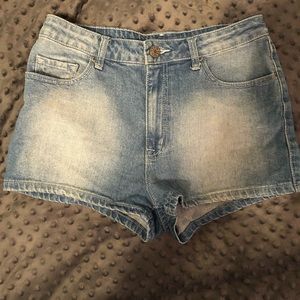 High waisted denim shorts